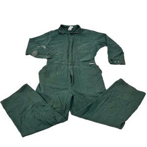 Vintage Speedmill Flame Retardant Green Coveralls USA Made Size L - Stained